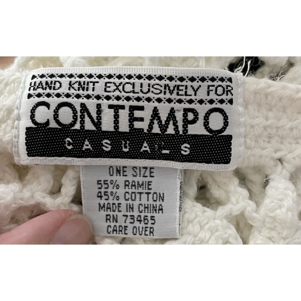 Vtg 90s Contempo White Cropped Crochet Cardigan Sweater Coquette Cottagecore M - Picture 5 of 5